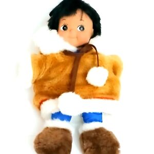 Kipmik Northern Neighbors Bean Bag Brown Faux Fur Sovenir Eskimo Girl Doll